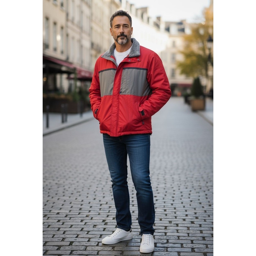 abercrombie fitch jacket men Size M. Red And Gray.